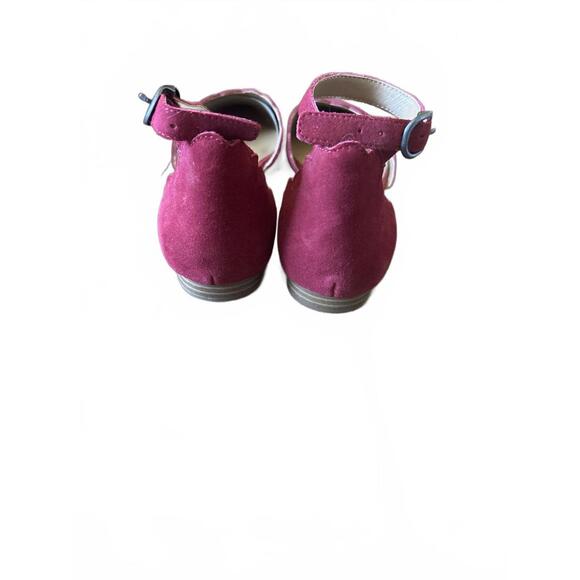 Lucky Brand Bondy Flats 8.5M Red Suede Scalloped D'Orsay Ankle Strap SEE PICS - Picture 4 of 11